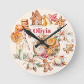 Gingerbread Kerstmis Diner Party Ronde Klok (Voorkant)