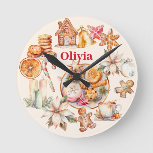 Gingerbread Kerstmis Diner Party Ronde Klok (Voorkant)