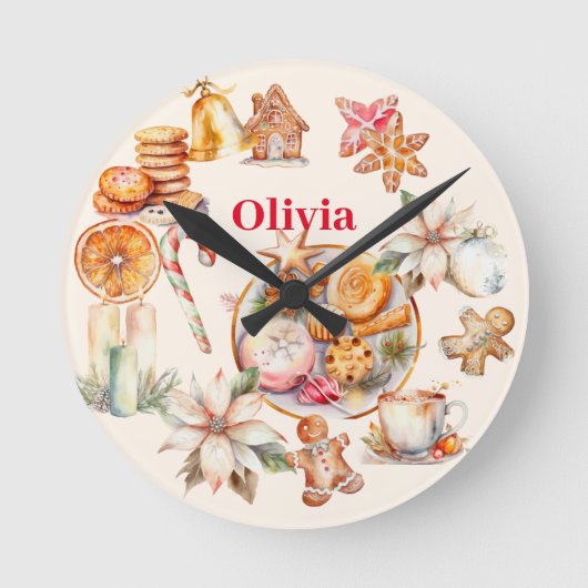 Gingerbread Kerstmis Diner Party Ronde Klok (Voorkant)