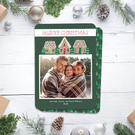 Gingerbread Kerstmis Fotokaart voor familie Feestdagenkaart