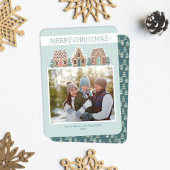 Gingerbread Kerstmis Fotokaart voor familie Feestdagenkaart
