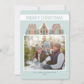 Gingerbread Kerstmis Fotokaart voor familie Feestdagenkaart (Voorkant)