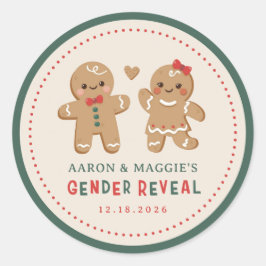 Gingerbread Kerstmis Geslacht onthullen gunst Ronde Sticker