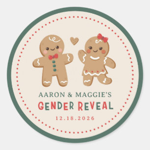 Gingerbread Kerstmis Geslacht onthullen gunst Ronde Sticker