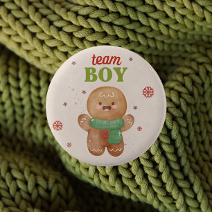 Gingerbread Kerstmis Geslacht Onthullen Team Boy S Ronde Button 5,7 Cm