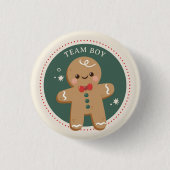 Gingerbread Kerstmis Geslacht onthullen Team jonge Ronde Button 3,2 Cm (Voorkant)