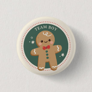 Gingerbread Kerstmis Geslacht onthullen Team jonge Ronde Button 3,2 Cm