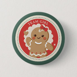 Gingerbread Kerstmis Geslacht onthullen Team meisj Ronde Button 5,7 Cm