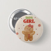 Gingerbread Kerstmis Geslacht Onthullen Team Meisj Ronde Button 5,7 Cm (Voorkant /achterkant)