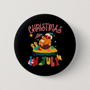 Gingerbread Kerstmis In Juli Grappig Strand Zomer Ronde Button 5,7 Cm