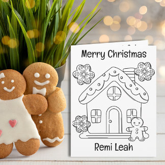 Gingerbread Kerstmis Kleuren & Spel Activiteit Kaart