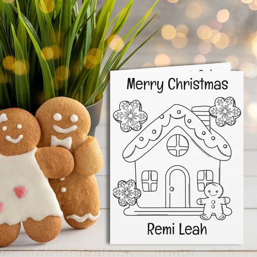 Gingerbread Kerstmis Kleuren & Spel Activiteit Kaart
