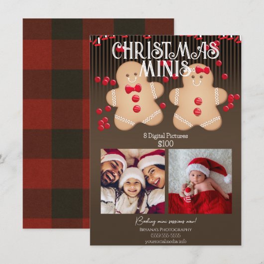 Gingerbread Kerstmis Minis Fotografie Flyer Kaart (Voorkant / Achterkant)