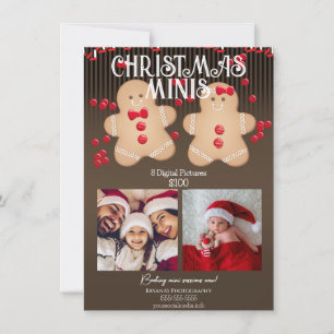 Gingerbread Kerstmis Minis Fotografie Flyer Kaart