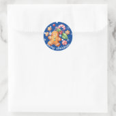 Gingerbread Kerstmis Pepermunt Blauw Naam Blauw Ronde Sticker (Tas)