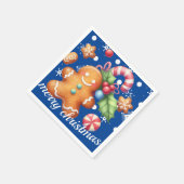 Gingerbread Kerstmis Pepermunt Blauw Naam Sneeuw Servet (Hoek)