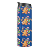 Gingerbread Kerstmis Pepermunt Blauw Naam Sneeuw Thermosbeker (Geroteerd rechts)