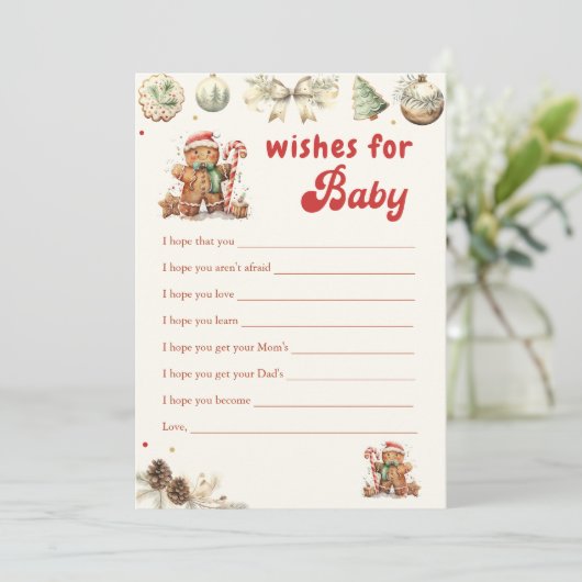 Gingerbread Kerstmis Santa Wishes voor Baby Game Kaart (Staand voorkant)