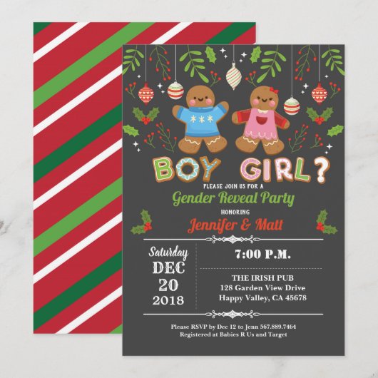 Gingerbread Kerstmissekse onthult baby shower Kaart (Voorkant / Achterkant)