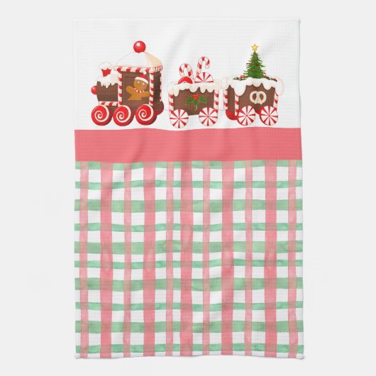 Gingerbread Kersttrein Theedoek (Verticaal)