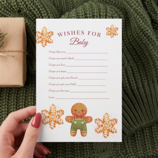 Gingerbread Kerstwensen voor Baby Spel Kaart
