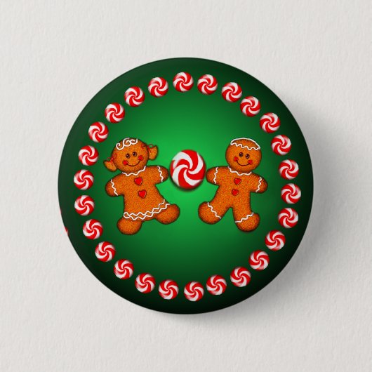 GINGERBREAD KIND & SNOEP van SHARON SHARPE Ronde Button 5,7 Cm (Voorkant)