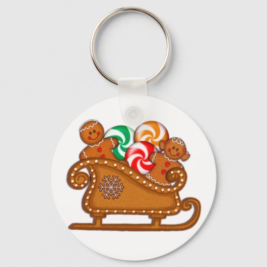 GINGERBREAD KINDER, COOKIES EN SLEIGH DOOR SHARON  SLEUTELHANGER (Voorkant)