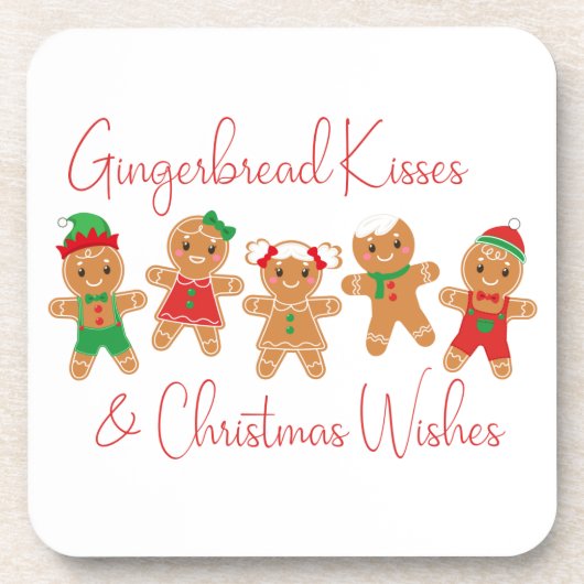 Gingerbread Kisses & Kerstwensen Bier Onderzetter (Voorkant)