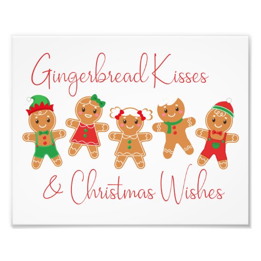 Gingerbread Kisses & Kerstwensen Foto Afdruk (Voorkant)