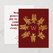 Gingerbread Kitties Monogram - Plat Kerstkaart (Voorkant / Achterkant)