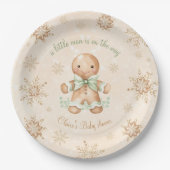 Gingerbread Klein Man Groen Kerst Baby shower Papieren Bordje (Voorkant)