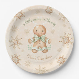 Gingerbread Klein Man Groen Kerst Baby shower Papieren Bordje