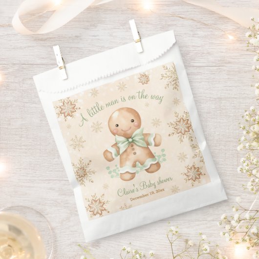 Gingerbread Klein Man Kerst Baby shower Bedankzakje (Geknipt)