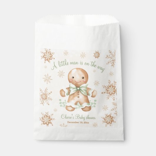 Gingerbread Klein Man Kerst Baby shower Bedankzakje (Voorkant)