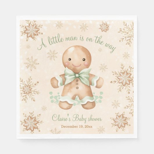 Gingerbread Klein Man Kerst Baby shower Servet (Voorkant)