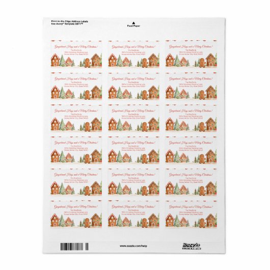 Gingerbread knuffels kerst retour adres labels (Full Sheet)