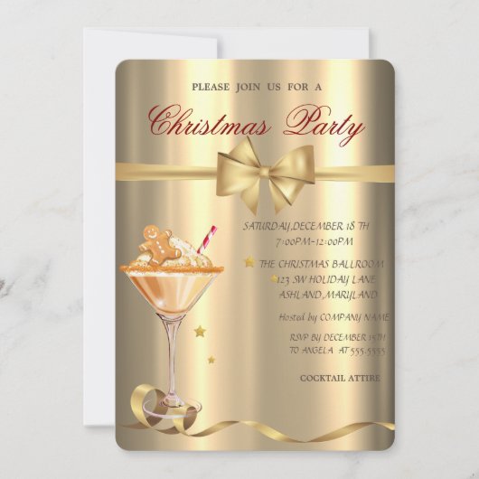 Gingerbread Koek Drank Lint Goud Kerstfeest  Kaart (Voorkant)