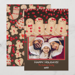 Gingerbread Koek Familie Kerst  Kerstvakantie Foto Kaart