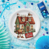 Gingerbread Koekhuis  Papieren Bordje (Feest)