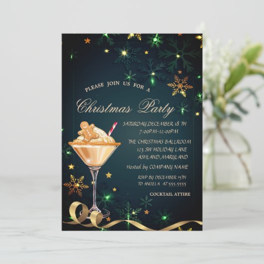 Gingerbread Koekje Drink Sneeuwvlokken Kerst Kaart (Staand voorkant)