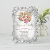 Gingerbread Koekje, Grijze Sneeuwvlokken Kerstmis Kaart (Staand voorkant)