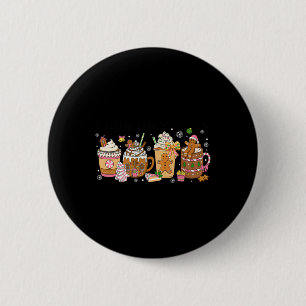 Gingerbread Koekje Kerst Koffiekopjes Latte Drank Ronde Button 5,7 Cm