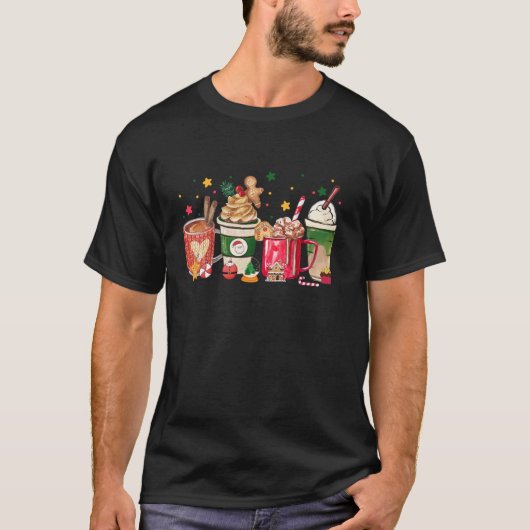 Gingerbread Koekje Kerstmis Koffiekopjes Latte Dri T-shirt (Voorkant)