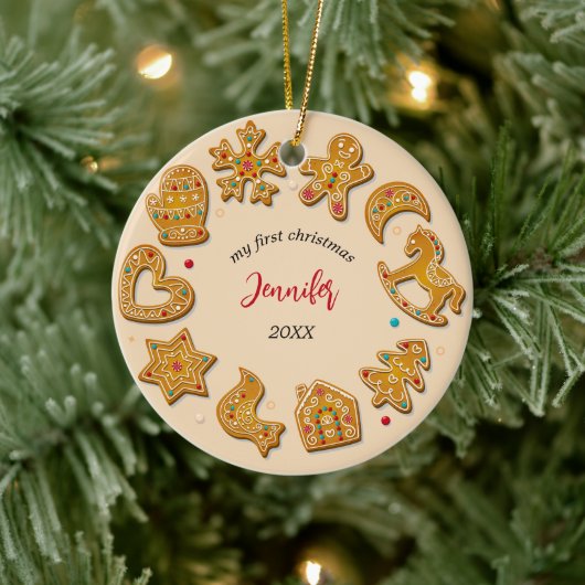 Gingerbread koekjes Baby Eerste Kerstmis Keramisch Ornament (Boom)
