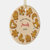 Gingerbread koekjes Baby Eerste Kerstmis Keramisch Ornament (Rechts)
