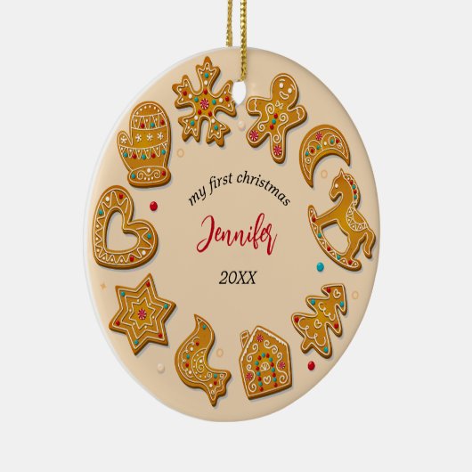 Gingerbread koekjes Baby Eerste Kerstmis Keramisch Ornament (Rechts)