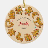 Gingerbread koekjes Baby Eerste Kerstmis Keramisch Ornament (Voorkant)