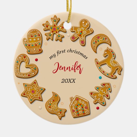 Gingerbread koekjes Baby Eerste Kerstmis Keramisch Ornament (Voorkant)