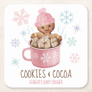 Gingerbread Koekjes & Cacaomeisje Baby Shower Kartonnen Onderzetters