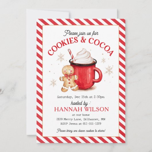 Gingerbread koekjes en cacao kerst kaart (Voorkant)